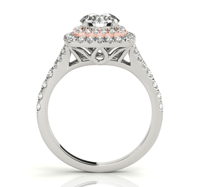 Double Halo Cushion Head Diamond Ring 3/4 Carat Total Weight