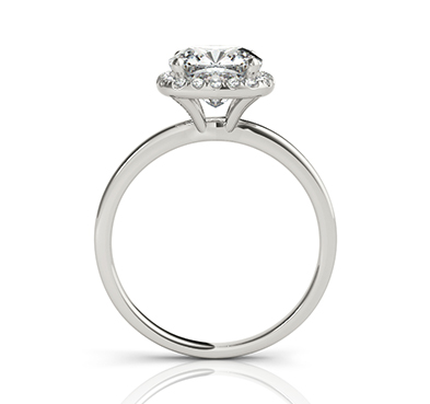 Acute Cushion Halo Diamond Ring 0.46 Carat Total Weight