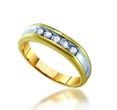 Mens 5 Stone Channel Set Band 1/4 Carat Total Weight