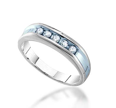 Mens 5 Stone Channel Set Band 1/4 Carat Total Weight