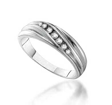 Mens 7 Stone Channel Set Diamond Band .16 Carat Total Weight 0.16 Carat Total Weight