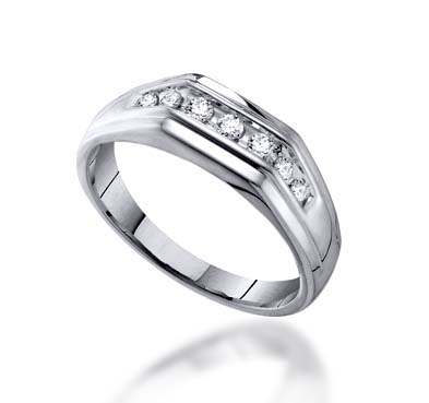 Mens Channel Set 7 Stone Diamond Ring 1/4 Carat Total Weight 1/4 Carat Total Weight