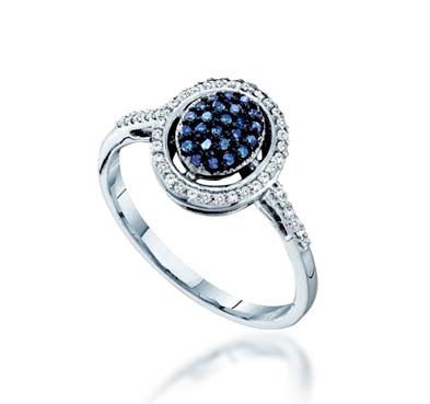 Ladies Blue Diamond Ring 1/4 Carat Total Weight 1/4 Carat Total Weight