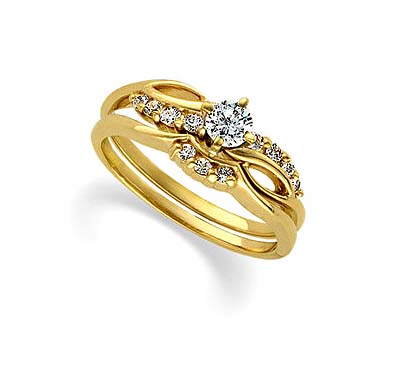 Diamond Engagement Ring with Band 3/8 Carat Total Weight