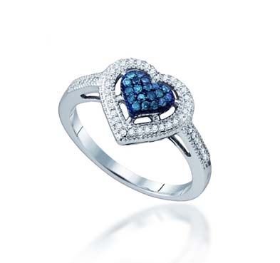 Blue Diamond Heart Ring 1/4 Carat Total Weight 1/4 Carat Total Weight