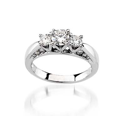 3 Stone Diamond Accented Ring 1.1 Carat Total Weight