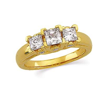 Three Stone Bridal Diamond Ring 1.25 Carat Total Weight