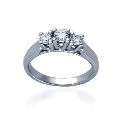 Three Stone Anniversary Diamond Band 0.55 Carat Total Weight