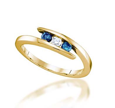 Three Stone Blue Diamond Fashion Band 1/4 Carat Total Weight 1/4 Carat Total Weight