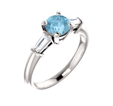 Aquamarine Diamond Ring .90 Carat Total Weight