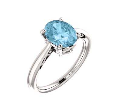 Aquamarine Oval Cut Ring 1.5 Carat Total Weight