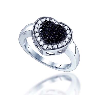 Micro Pave Black Diamond Ring 5/8 Carat Total Weight 0.59 Carat Total Weight