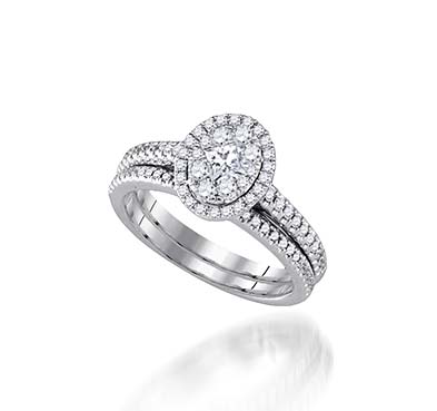 Diamond Fashion Halo-Style Bridal Set Ring 3/4 Carat Total Weight