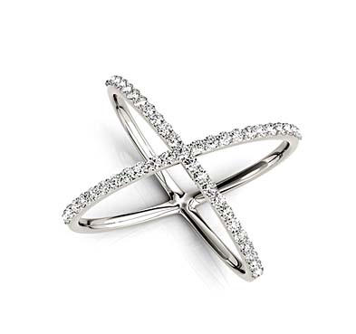 Criss Cross Diamond Ring 0.45 Carat Total Weight