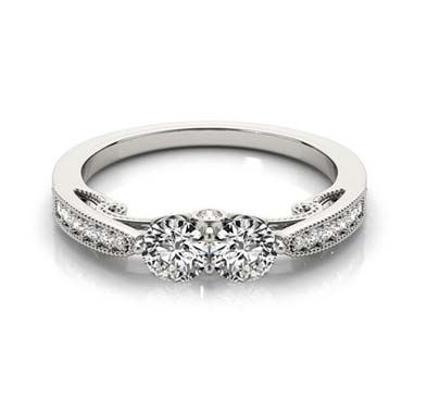 2 Stone Scripted Diamond Ring 3/8 Carat Total Weight