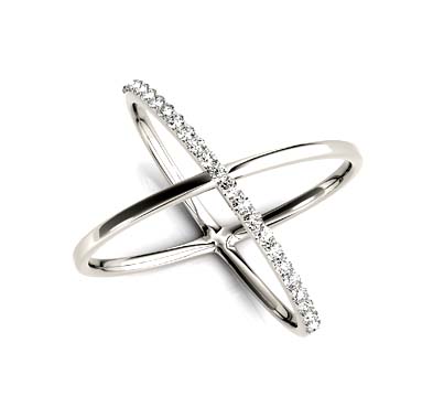 Half Diamond Criss Cross Ring .15 Carat Total Weight