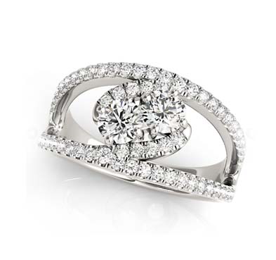 2 Stone Diamond Ring 0.82 Carat Total Weight