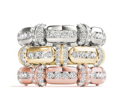 Stackable Channel Sets Diamond Ring 1/4 Carat Total Weight