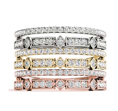 Double Row Stackable Diamond Ring .15 Carat Total Weight