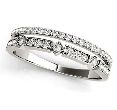 Double Row Stackable Diamond Ring .15 Carat Total Weight