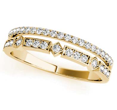 Double Row Stackable Diamond Ring .15 Carat Total Weight