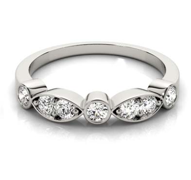 Alternating 2 Stone Stackable Diamond Ring 0.45 Carat Total Weight