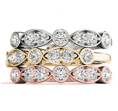 Alternating 2 Stone Stackable Diamond Ring 0.45 Carat Total Weight