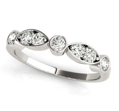 Alternating 2 Stone Stackable Diamond Ring 0.45 Carat Total Weight