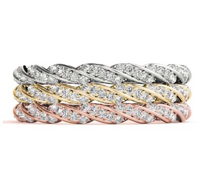 Diamond Rope Stackable Ring 1/5 Carat Total Weight