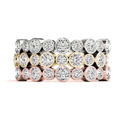 Alternating Diamond Bezel Stackable Ring 1/2 Carat Total Weight