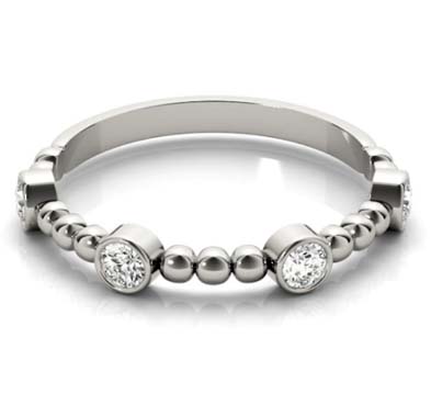 4 Stone Diamond Bezel Stackable Ring 1/4 Carat Total Weight