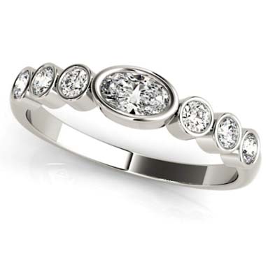 Oval Illusion Diamond Stackable Ring 1/2 Carat Total Weight
