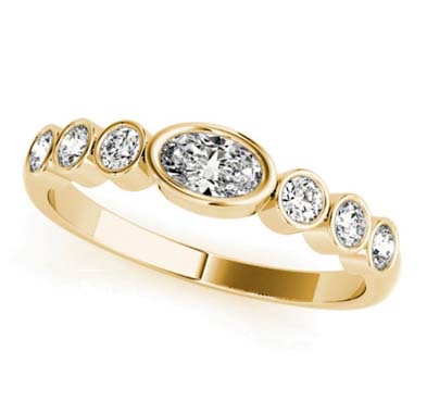 Oval Illusion Diamond Stackable Ring 1/2 Carat Total Weight