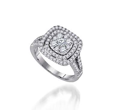 Double Halo Style Diamond Ring 1.0 Carat Total Weight
