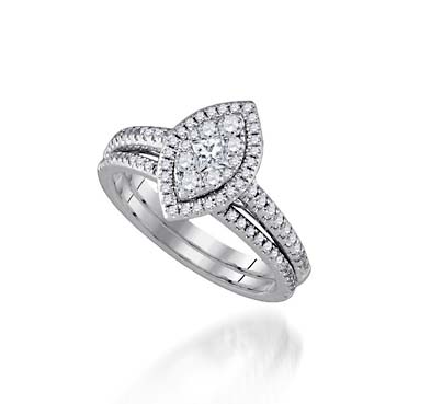 Marquee Look Halo-Style Diamond Bridal Ring 3/4 Carat Total Weight