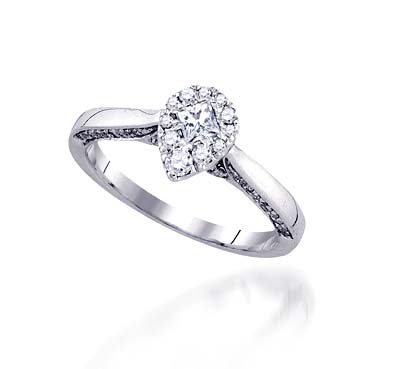 Diamond Pear Shape Cluster Engagement Ring 1/2 Carat Total Weight