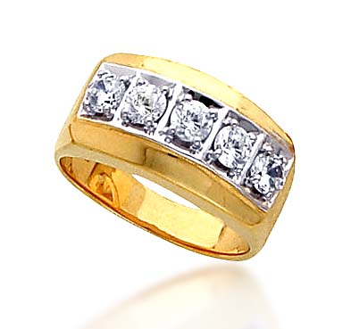 Men's 5 Stone Diamond Ring 1.25 Carat Total Weight