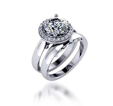 Ladies Diamond Halo Ring 1.18 Carat Total Weight