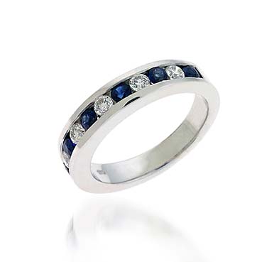 Blue Sapphire & Diamond Band 1.59 Carat Total Weight