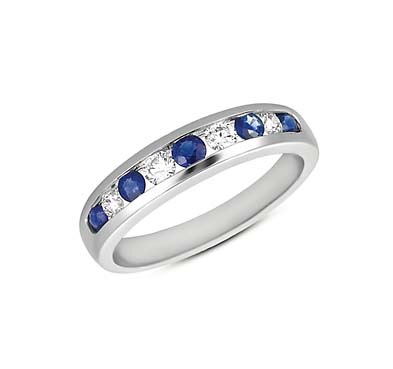 Sapphire and Diamond Band 3/4 Carat Total Weight