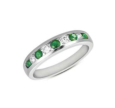 Emerald and Diamond Band 0.67 Carat Total Weight