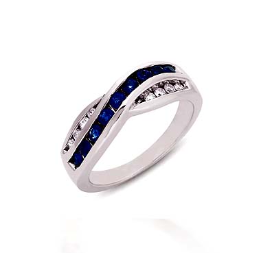 Genuine Sapphire & Diamond Ring 0.81 Carat Total Weight