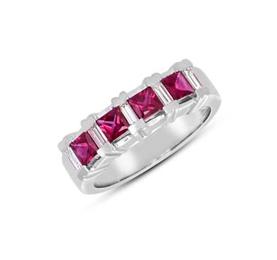 Genuine Ruby & Diamond Ring 0.83 Carat Total Weight