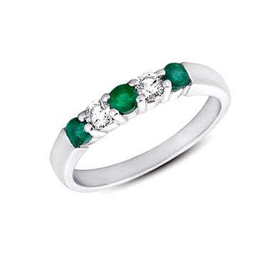 Emerald and Diamond Ring 5/8 Carat Total Weight