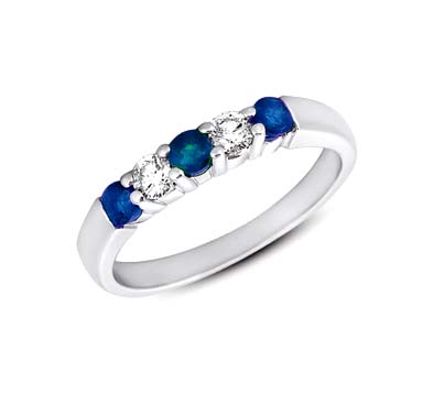 Sapphire & Diamond Ring 3/4 Carat Total Weight