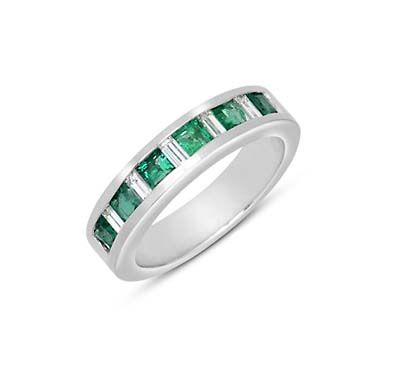 Genuine Emerald & Diamond Ring .90 Carat Total Weight