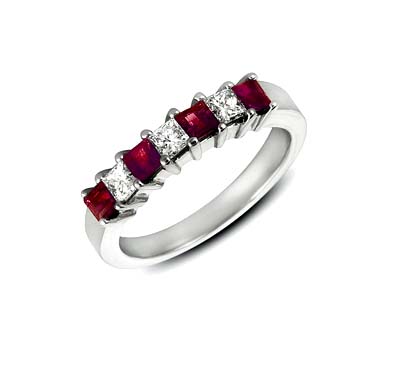 Genuine Ruby and Diamond Band 1.25 Carat Total Weight