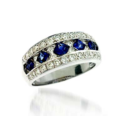 Sapphire & Diamond Band 1.5 Carat Total Weight