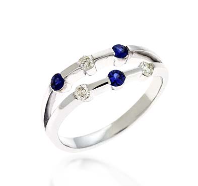 Sapphire & Diamond Ring 1/3 Carat Total Weight