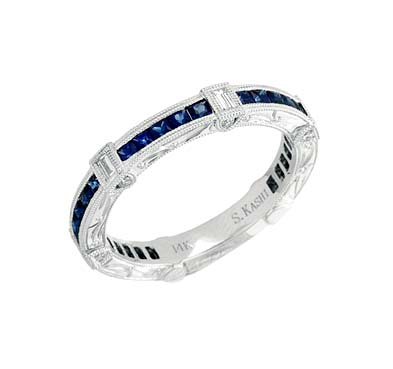 Blue Sapphire and Diamond Band 1.25 Carat Total Weight